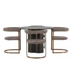 Rundt Spisebordssæt Olivia med stole Morning - Brun og - Mocca