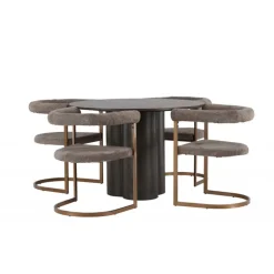 Rundt Spisebordssæt Olivia med stole Morning - Brun og - Mocca