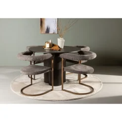 Rundt Spisebordssæt Olivia med stole Morning - Brun og - Mocca