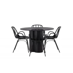 Rundt Spisebordssæt Olivia med stole Dyron - Sort