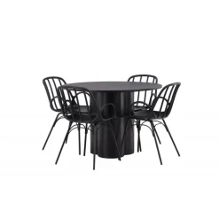 Rundt Spisebordssæt Olivia med stole Dyron - Sort