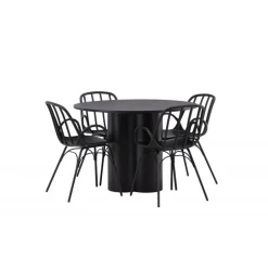 Rundt Spisebordssæt Olivia med stole Dyron - Sort