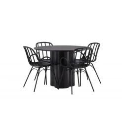 Rundt Spisebordssæt Olivia med stole Dyron - Sort