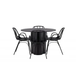 Rundt Spisebordssæt Olivia med stole Dyron - Sort