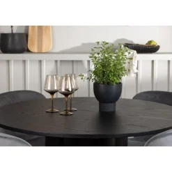 Rundt Spisebordssæt Olivia med stole Lilja - Sort og Grå