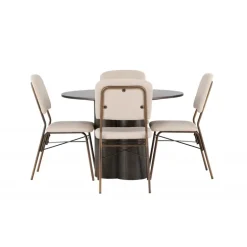 Rundt Spisebordssæt Olivia med stolene Seda - Beige og Mocca