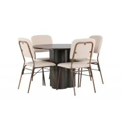 Rundt Spisebordssæt Olivia med stolene Seda - Beige og Mocca