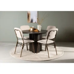 Rundt Spisebordssæt Olivia med stolene Seda - Beige og Mocca