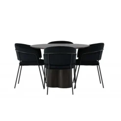 Rundt Spisebordssæt Olivia med stole Selma - Sort og Mocca