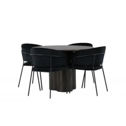 Rundt Spisebordssæt Olivia med stole Selma - Sort og Mocca