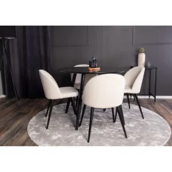 Rundt Spisebordssæt Plaza med stole i Velour