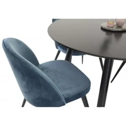 Rundt Spisebordssæt Plaza med stole i fløjl