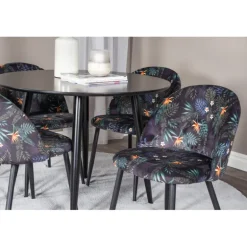 Rundt Spisebordssæt Plaza med stole i Fløjl