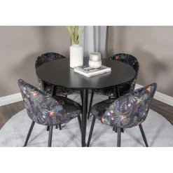 Rundt Spisebordssæt Plaza med stole i Fløjl