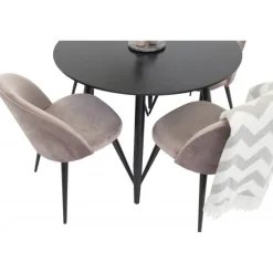 Rundt Spisebordssæt Plaza med stole Velvet