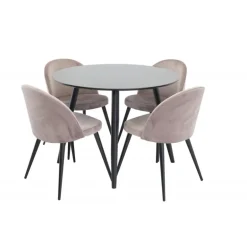 Rundt Spisebordssæt Plaza med stole Velvet