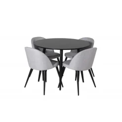 Rundt Spisebordssæt Plaza med stole Velvet