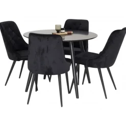 Rundt Spisebordssæt Plaza med stole Velvet Deluxe
