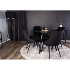 Rundt Spisebordssæt Plaza med stole Velvet Deluxe