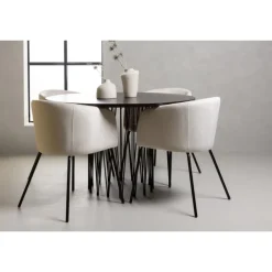 Rundt Spisebordssæt Sten med stole Berit - Beige og Mocca