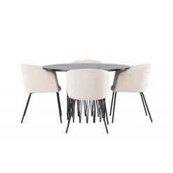 Rundt Spisebordssæt Sten med stole Berit - Beige og Mocca