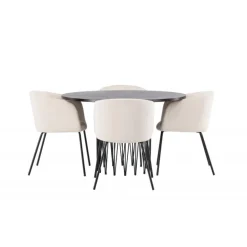 Rundt Spisebordssæt Sten med stole Berit - Beige og Mocca