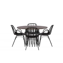 Rundt Spisebordssæt Stone med Dyron stole - Sort og Mocca