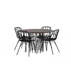 Rundt Spisebordssæt Stone med Dyron stole - Sort og Mocca