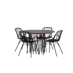 Rundt Spisebordssæt Stone med Dyron stole - Sort og Mocca