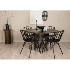 Rundt Spisebordssæt Stone med Dyron stole - Sort og Mocca