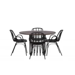 Rundt Spisebordssæt Stone med Dyron stole - Sort og Mocca