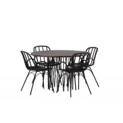 Rundt Spisebordssæt Stone med Dyron stole - Sort og Mocca