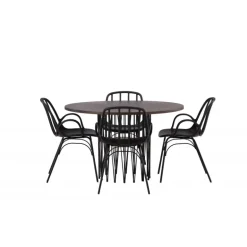 Rundt Spisebordssæt Stone med Dyron stole - Sort og Mocca