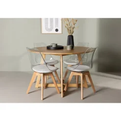 Rundt Spisebordssæt Yadikon med stole Edvin - Brun og Transparent