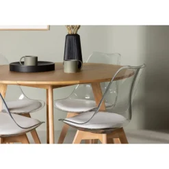 Rundt Spisebordssæt Yadikon med stole Edvin - Brun og Transparent