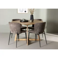 Rundt Spisebordssæt Yadikon med stole Modesto - Brun og Mørkegrå