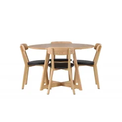 Rundt Spisebordssæt Yadikon med stole Sanjos - Brun og - Natur