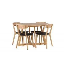 Rundt Spisebordssæt Yadikon med stole Sanjos - Brun og - Natur