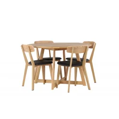 Rundt Spisebordssæt Yadikon med stole Sanjos - Brun og - Natur