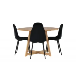 Rundt Spisebordssæt Yadikon med stole Polar - Sort og Brun