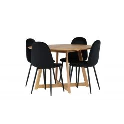Rundt Spisebordssæt Yadikon med stole Polar - Sort og Brun