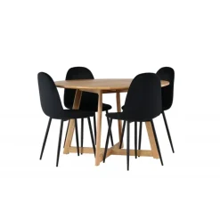 Rundt Spisebordssæt Yadikon med stole Polar - Sort og Brun