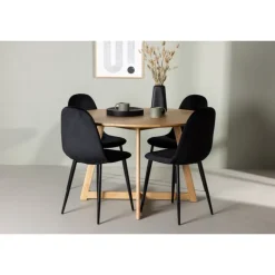 Rundt Spisebordssæt Yadikon med stole Polar - Sort og Brun