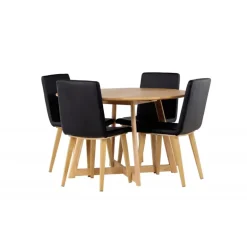Rundt Spisebordssæt Yadikon med stole Today - Sort og Brun