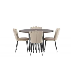 Rundt Spisebordsæt i Sten - Beige og Mocca
