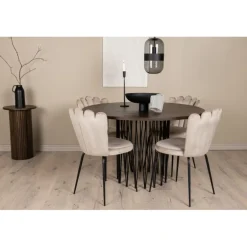 Rundt Spisebordsæt i Sten - Beige og Mocca