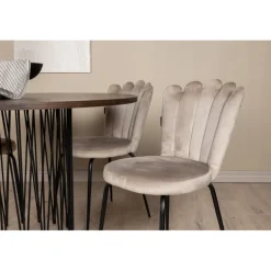 Rundt Spisebordsæt i Sten - Beige og Mocca