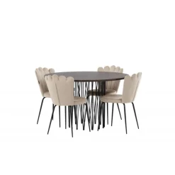 Rundt Spisebordsæt i Sten - Beige og Mocca