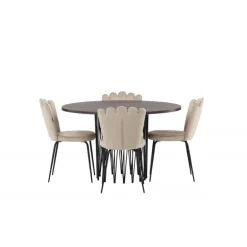 Rundt Spisebordsæt i Sten - Beige og Mocca