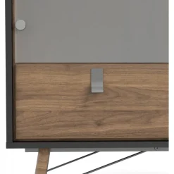 Ry Vitrineskab - Mat Sort/Valnødlook